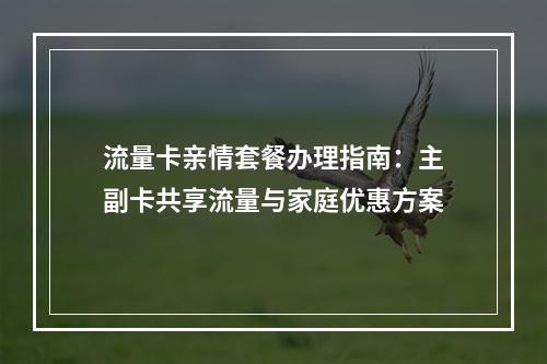 流量卡亲情套餐办理指南：主副卡共享流量与家庭优惠方案