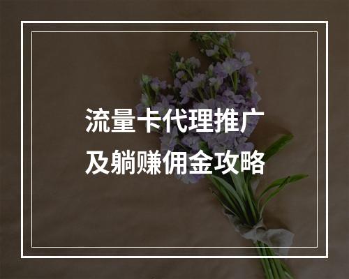 流量卡代理推广及躺赚佣金攻略