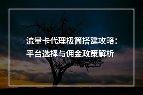流量卡代理极简搭建攻略：平台选择与佣金政策解析
