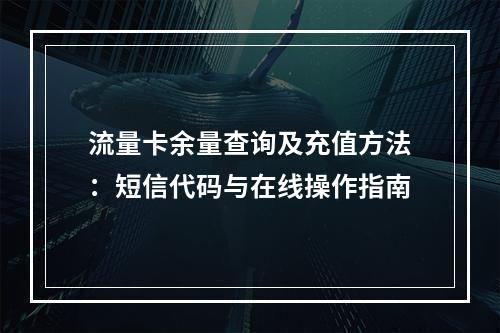 流量卡余量查询及充值方法：短信代码与在线操作指南