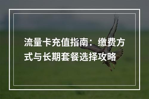 流量卡充值指南：缴费方式与长期套餐选择攻略