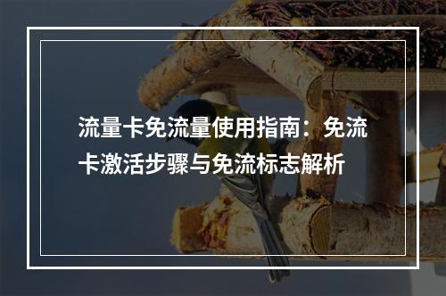 流量卡免流量使用指南：免流卡激活步骤与免流标志解析