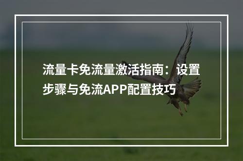 流量卡免流量激活指南：设置步骤与免流APP配置技巧