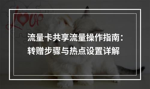 流量卡共享流量操作指南：转赠步骤与热点设置详解