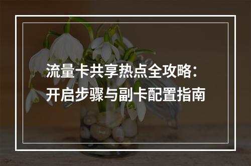 流量卡共享热点全攻略：开启步骤与副卡配置指南
