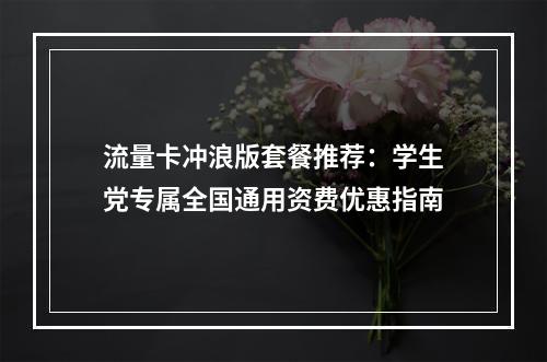 流量卡冲浪版套餐推荐：学生党专属全国通用资费优惠指南