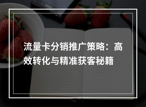 流量卡分销推广策略：高效转化与精准获客秘籍