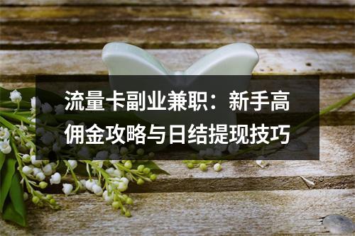 流量卡副业兼职：新手高佣金攻略与日结提现技巧