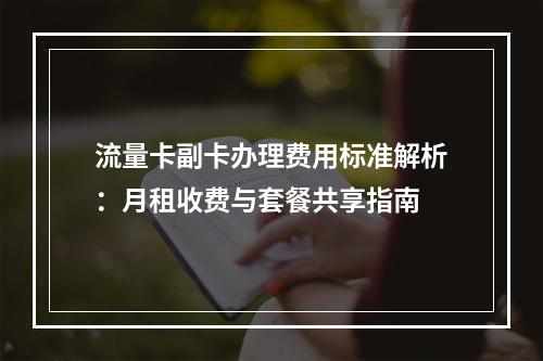 流量卡副卡办理费用标准解析：月租收费与套餐共享指南