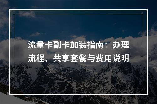 流量卡副卡加装指南：办理流程、共享套餐与费用说明