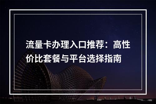 流量卡办理入口推荐：高性价比套餐与平台选择指南