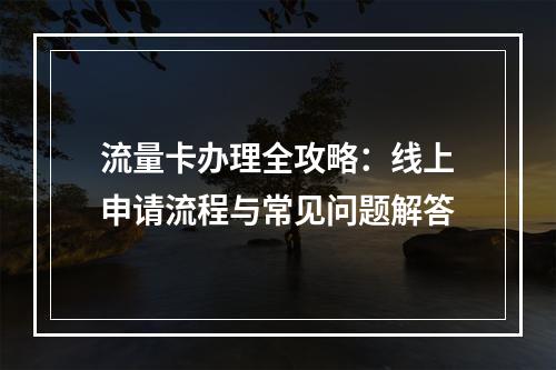 流量卡办理全攻略：线上申请流程与常见问题解答