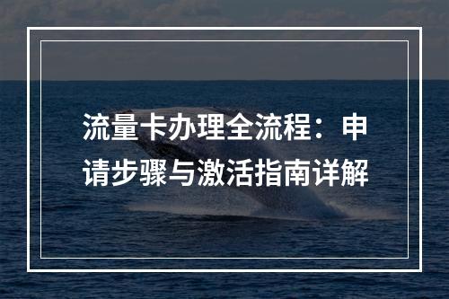 流量卡办理全流程：申请步骤与激活指南详解