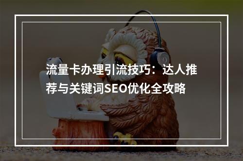 流量卡办理引流技巧：达人推荐与关键词SEO优化全攻略