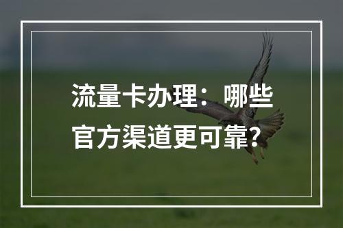 流量卡办理：哪些官方渠道更可靠？