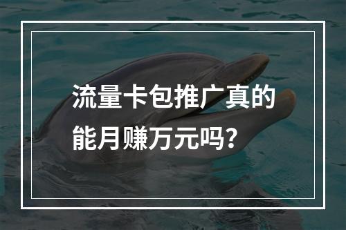 流量卡包推广真的能月赚万元吗？