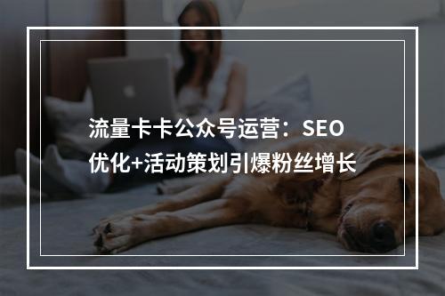 流量卡卡公众号运营：SEO优化+活动策划引爆粉丝增长