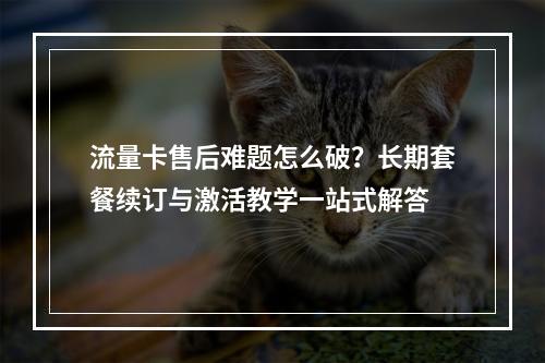 流量卡售后难题怎么破？长期套餐续订与激活教学一站式解答