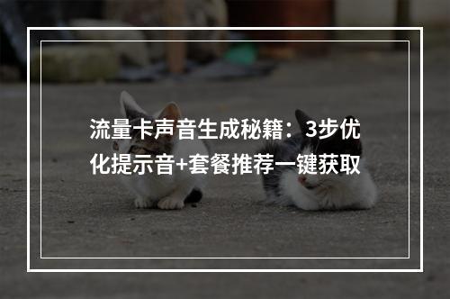 流量卡声音生成秘籍：3步优化提示音+套餐推荐一键获取