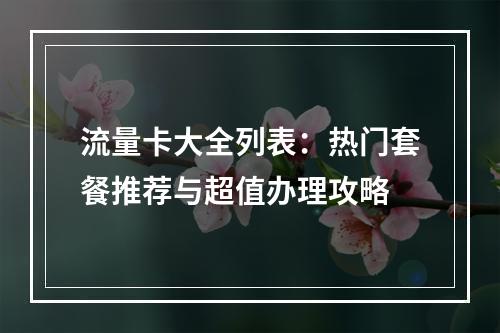 流量卡大全列表：热门套餐推荐与超值办理攻略