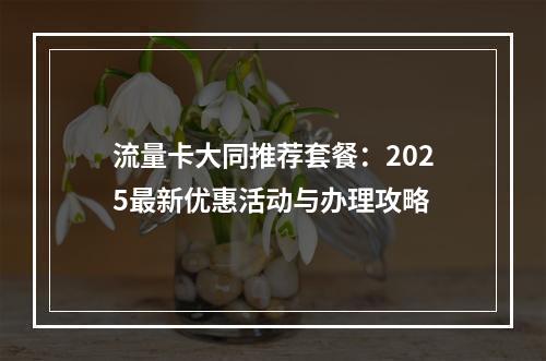 流量卡大同推荐套餐：2025最新优惠活动与办理攻略
