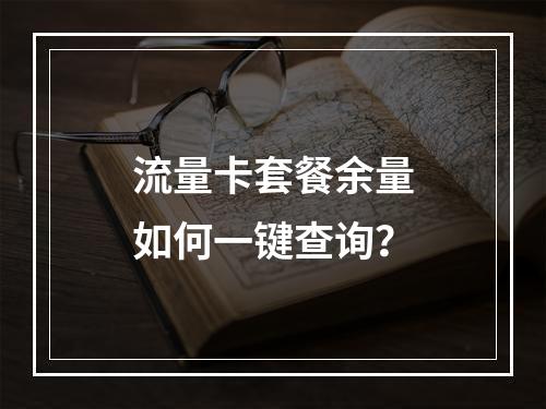 流量卡套餐余量如何一键查询？