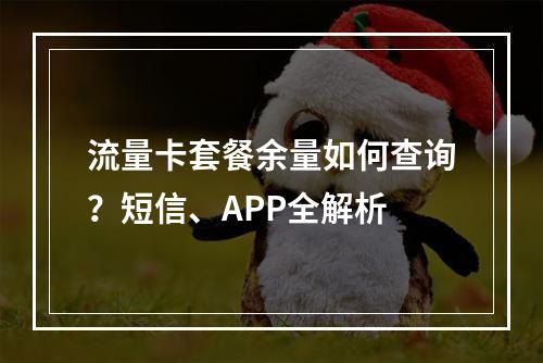 流量卡套餐余量如何查询？短信、APP全解析