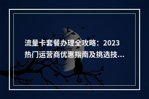 流量卡套餐办理全攻略：2023热门运营商优惠指南及挑选技巧