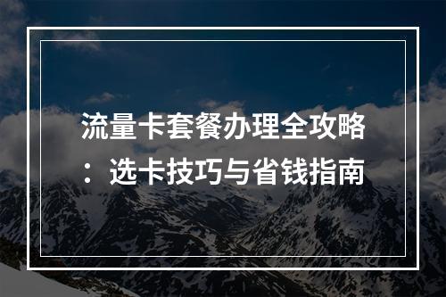 流量卡套餐办理全攻略：选卡技巧与省钱指南