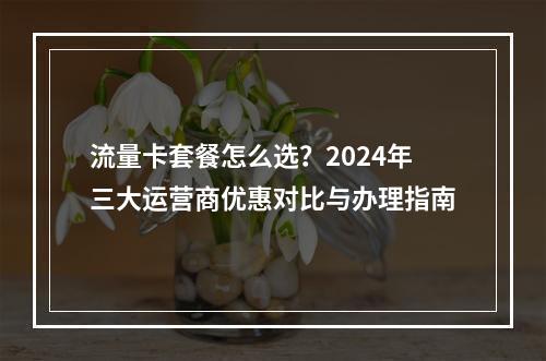 流量卡套餐怎么选？2024年三大运营商优惠对比与办理指南