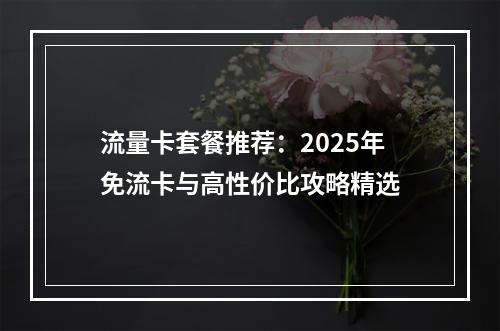 流量卡套餐推荐：2025年免流卡与高性价比攻略精选