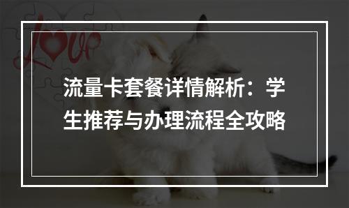 流量卡套餐详情解析：学生推荐与办理流程全攻略