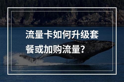流量卡如何升级套餐或加购流量？