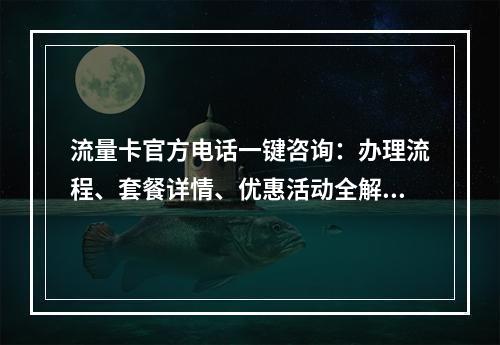 流量卡官方电话一键咨询：办理流程、套餐详情、优惠活动全解析