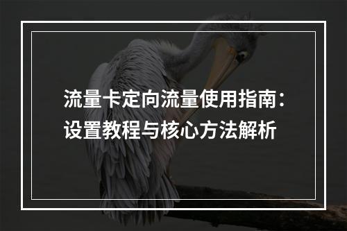 流量卡定向流量使用指南：设置教程与核心方法解析