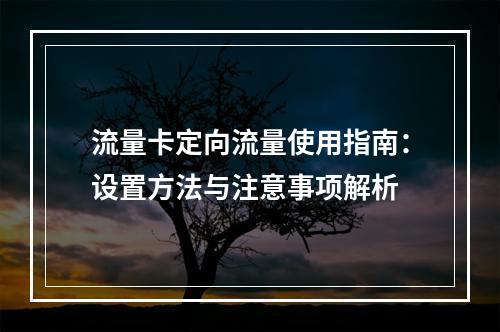流量卡定向流量使用指南：设置方法与注意事项解析