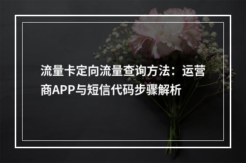 流量卡定向流量查询方法：运营商APP与短信代码步骤解析