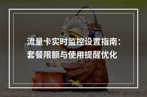 流量卡实时监控设置指南：套餐限额与使用提醒优化