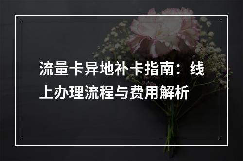 流量卡异地补卡指南：线上办理流程与费用解析