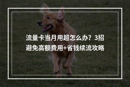 流量卡当月用超怎么办？3招避免高额费用+省钱续流攻略