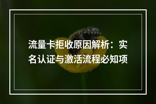 流量卡拒收原因解析：实名认证与激活流程必知项
