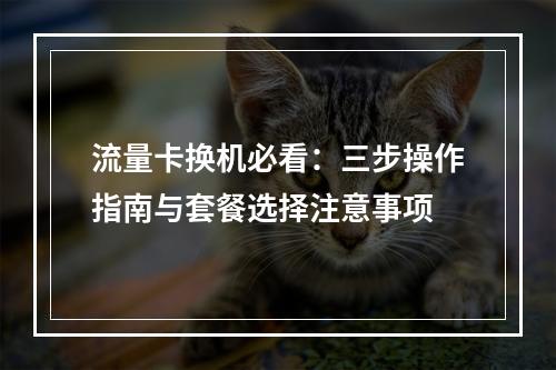 流量卡换机必看：三步操作指南与套餐选择注意事项