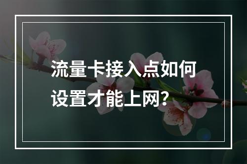 流量卡接入点如何设置才能上网？