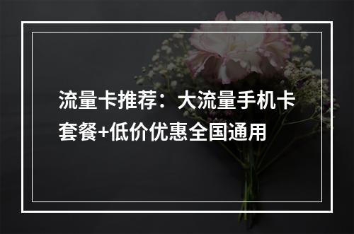 流量卡推荐：大流量手机卡套餐+低价优惠全国通用