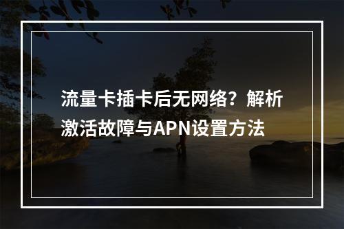 流量卡插卡后无网络？解析激活故障与APN设置方法