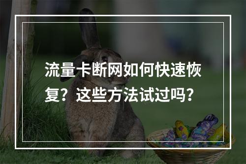 流量卡断网如何快速恢复？这些方法试过吗？