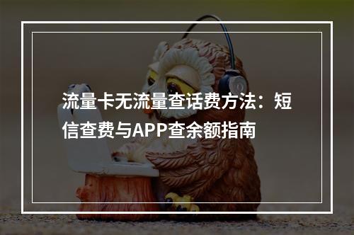 流量卡无流量查话费方法：短信查费与APP查余额指南