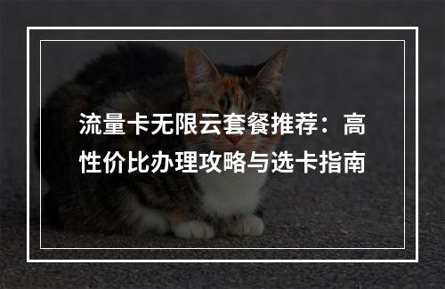流量卡无限云套餐推荐：高性价比办理攻略与选卡指南