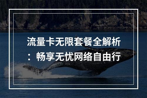 流量卡无限套餐全解析：畅享无忧网络自由行
