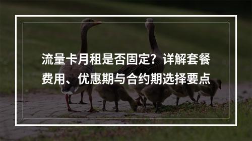 流量卡月租是否固定？详解套餐费用、优惠期与合约期选择要点